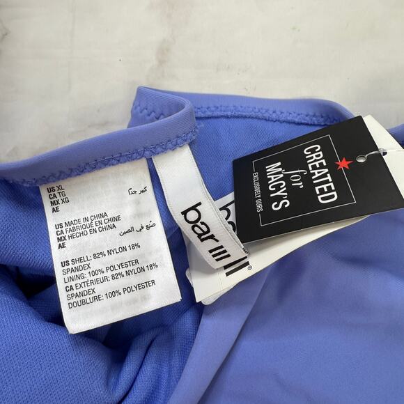 Bar III High Waist Shirred Side Bikini Bottom Size XL Berry Periwinkle Blue New - Picture 5 of 5